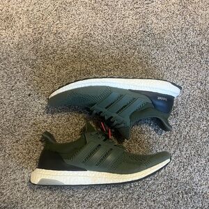Adidas Ultraboost Olive Green Sneakers with White Sole